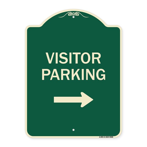 Signmission Designer Series-Visitor-parking Right, Green Heavy-Gauge Aluminum, 24" x 18", G-1824-9868 A-DES-G-1824-9868 - main